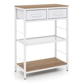 Mesa consola con cajones de tela y estantes de almacenaje estructura metálica 60 x 30 x 81 cm natural