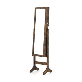 Armario joyero de pie con espejo, cierre con llave, estilo industrial, madera, 40 x 36 x 156 cm