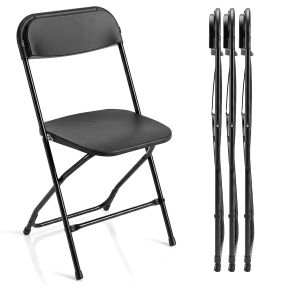 Juego de 4 sillas de comedor plegables con respaldo inclinado y reposapiés, negro