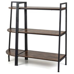 Estantería de Escalera de 3 Niveles Juego de Almacenamiento Carga Máxima de 120 kg Marco de Metal Resistente 80 x 40 x 111 cm Marrón