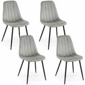 Juego de 4 Sillas de Comedor de Tela Acolchada con Patas de Metal Muy Resistente y Estable Robusto Capacidad 150 kg 54 x 44,5 x 87 cm Gris