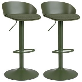 Juego de 2 taburetes de bar giratorios ajustables con asiento acolchado verde 42 x 42 x 75-96,5 cm