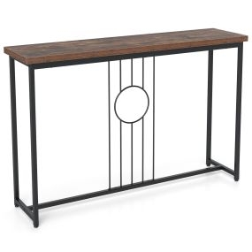 Mesa de Consola Estilo Industrial Estructura Metálica Resistente Diseño Decorativo Fácil de Montar 120 x 30 x 81 cm Marrón y Negro