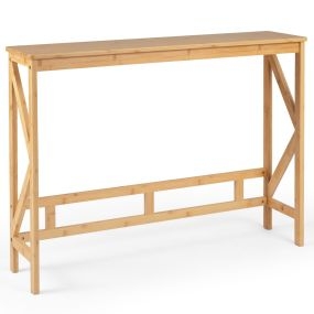 Mesa Consola Soporta 50 kg Bambú Seleccionado Superficie Lisa Marco Reforzado Soporte Triangular Antivuelco 100 x 24 x 74,5 cm Natural