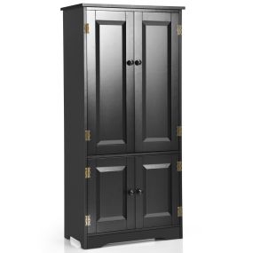 Armario Vertical Armario de Doble Puerta con Repisa Regulable Dispositivo Antivuelco Organizador para Salón Dormitorio Baño Negro