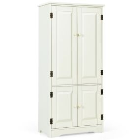 Armario Vertical Armario de Doble Puerta con Repisa Regulable Dispositivo Antivuelco Organizador para Salón Dormitorio Baño Beige