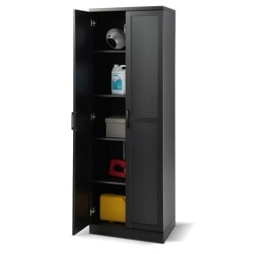 Armario de almacenamiento multifuncional con 2 puertas y 5 estantes ajustables 59 x 43,5 x 178 cm negro