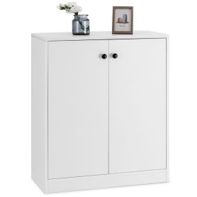 Gabinete de Almacenamiento de 2 Puertas 3 Estantes Organizador Antivuelco para Sala de Estar Dormitorio Comedor 72 x 34 x 85.5 cm Blanco