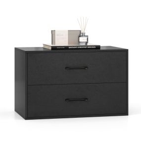 Organizador de Almacenamiento Apilable de 2 Cajones Gabinete Horizontal Anti-Vuelco Cómoda Apilable para Salón Estudio Oficina Negro
