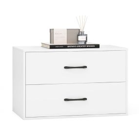 Organizador de Almacenamiento Apilable de 2 Cajones Gabinete Horizontal Anti-Vuelco Cómoda Apilable para Salón Estudio Oficina Blanco