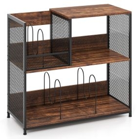 Soporte para Tocadiscos de 3 Niveles Soporte para Discos de Vinilo con Capacidad para 300 Álbumes Mesa Lateral con 3 Divisores Marrón
