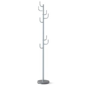 Perchero Cactus 8 Ganchos Base Peso Extremos Curvos 2 Alturas Ajustables Metal para Entrada Dormitorio 175 cm Gris Plata