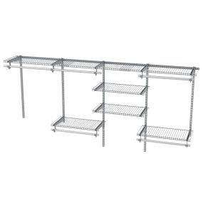 Organizador de Armario y Sistema de Almacenaje con Varilla Estantería de Metal Expandible DIY para Dormitorio Gris