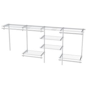 Organizador de Armario y Sistema de Almacenaje con Varilla Estantería de Metal Expandible DIY para Dormitorio Blanco