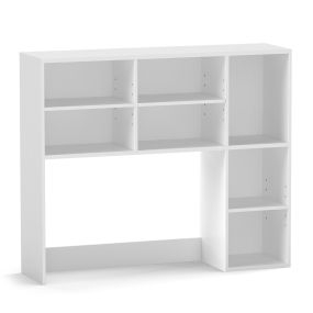 Estantería de escritorio con 3 estantes ajustables y compartimento abierto para monitores hasta 27" blanca 94 x 25 x 79 cm
