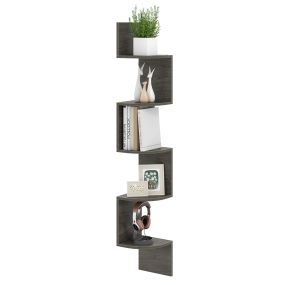 Estantería de Esquina de 5 Niveles Organizador de Almacenamiento Montado en la Pared para Estar Dormitorio y Cocina 20 x 20 x 126 cm Gris