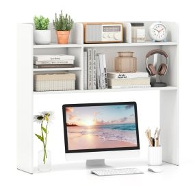 Estantería de Escritorio Sobremesa 3 Niveles y 6 Estantes Organizador de Almacenamiento de Escritorio de Madera 94 x 24 x 85 cm Blanco