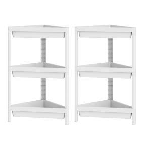 Juego de 2 Estantería Esquina 3 Niveles Estante Baño Desmontable con Drenaje Organizador Pie Cocina Dormitorio Blanco
