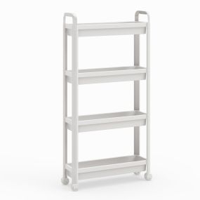 Carrito Estrecho 4 Niveles con Ruedas y Asas Organizador Móvil para Cocina Baño Lavandería Oficina 54 × 18,5 × 103 cm Blanco