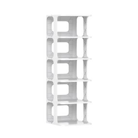 Organizador Zapatos Apilable 6 Niveles Estante Estrecho Vertical Ahorra Espacio Montaje sin Herramientas Blanco