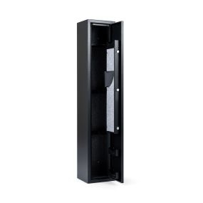Armero ultra delgado negro de acero laminado en frío con luz LED y compartimentos para munición 25 x 22 x 132 cm