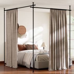 Barra Cortina Divisoria sin Perforación Ajustable de Metal para Apartamentos Dormitorios Ancho 73-360cm Altura 120-314cm Negro