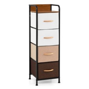 Cómoda de 4 cajones de tela plegables con estructura metálica para entrada salón dormitorio vestidor