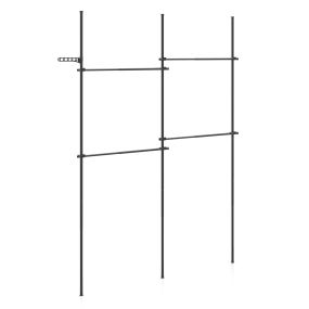 Perchero modular 3 columnas 4 barras acero al carbono negro con varillas regulables 33 niveles 30 kg