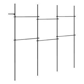 Perchero 4 columnas 6 barras acero al carbono 33 posiciones regulable negro con ganchos ABS plegables