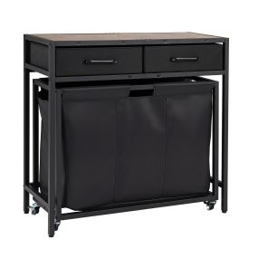 Cesto para Ropa Sucia con Ruedas y Cajones Marco de Acero Resistente Almacenamiento Multinivel Práctico para Hogar 80 x 32 x 77 cm Marrón