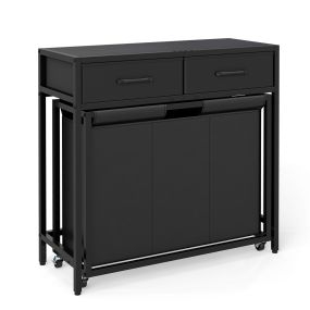 Cesto para Ropa Sucia con Ruedas y Cajones Bolsa Textil Extraíble Marco de Acero Sólido para Todo el Hogar Resistente 80 x 32 x 77 cm Negro