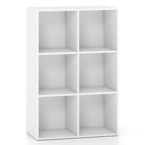 Estantería de Cubos de Madera de Ingeniería con 6 Compartimentos Montaje Sin Tornillos Resistente 10 kg por Cubo 60 x 30 x 90 cm Blanco