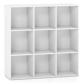 Estantería de Cubos 9 Compartimentos de Madera de Ingeniería sin Tornillos para Montar Capacidad 10 kg por Cubo para Interior Blanco