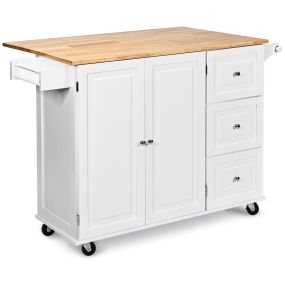 Carrito de Cocina Abatible con Ruedas Especiero Toallero y Tabla de Cortar Repisas Regulables para Comedor y Cocina 135 x 76 x 91 cm