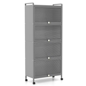 Armario con Ruedas Estantería de Cocina de 5 Niveles con Puertas Abatibles de PC 60 x 32 x 154 cm Gris