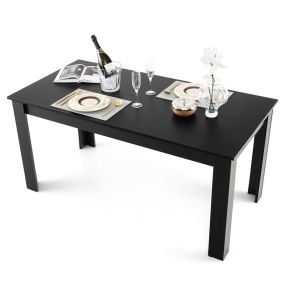 Mesa de Comedor Empalmada Rectangular con Patas en L Resistentes 160 x 80 x 76 cm Negro