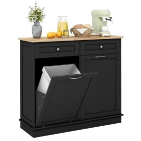 Gabinete de basura abatible para cocina con contenedor oculto de 42 L, 2 cajones y estante ajustable negro