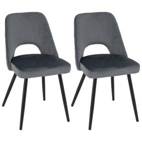 Juego de 2 Sillas de Comedor Silla Tapizada con Cojín de Espuma Patas Metálicas Resistentes Almohadillas Silla de Acento para Cocina Gris