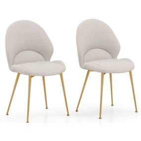 Juego de 2 Sillas de Comedor Silla Tapizada con Respaldo Curvado Asiento Ancho sin Brazos para Sala de Estar Comedor Carga de 150 kg Gris
