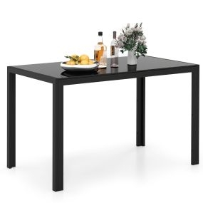 Mesa de Comedor de Vidrio para 4 Personas Mesa de Cocina con Marco Metálico Mesa Cuadrada Muebles de Cocina 120 x 70 x 75 cm Negro