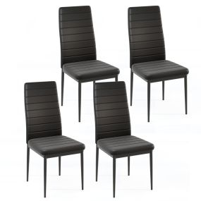 Juego de 4 Sillas de Comedor Tapizadas Sillas sin Brazos con Respaldo y Asiento Acolchonado Cuero Artificial Patas de Metal para Salón