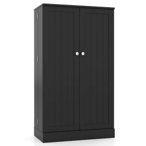 Armario de Almacenamiento Alto con 2 Puertas con Estantes Ajustables Dispositivo Antivuelco para Dormitorio Garaje 59 x 30 x 104 cm Negro