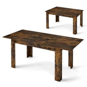 Mesa de Comedor Extensible Mesa de Cocina Moderna con Superficie Ajustable Patas en Forma de L Carga de 110 KG 158 x 70 x 76 cm Café
