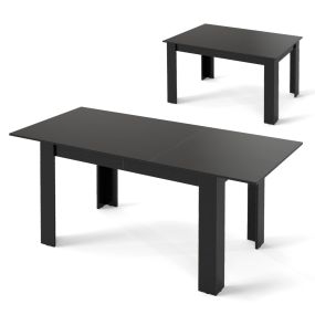 Mesa de Comedor Extensible Mesa de Cocina Moderna con Superficie Ajustable Patas en Forma de L Carga de 110 KG 158 x 70 x 76 cm Negro