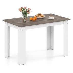 Mesa de Comedor de Madera Versátil para 4-6 Personas con Patas en L Patines Antideslizantes para Comedor 120 x 70 x 75 cm Blanco