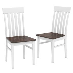 Juego de 2 Sillas de Comedor con Respaldo de Listones y Asiento de Madera de Caucho Soporte de 150 kg para Cocina Sala de Estar y Restaurante Marrón