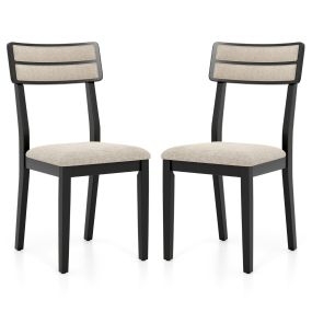 Juego de 2 Sillas de Comedor con Asiento Acolchado Respaldo Alto Acolchado Almohadillas Antideslizantes Muebles de Interior Negro