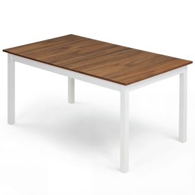 Mesa de Comedor para 4-6 Personas Rectangular con Patas de Madera Maciza de Caucho Estilo Granja para Cocina y Sala de Estar Natural