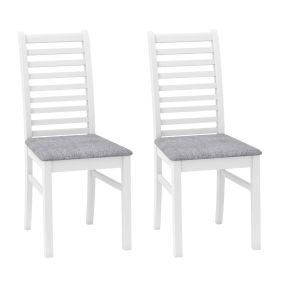 Juego de 2 Sillas de Comedor de Madera Silla Sin Brazos Tapizada con Patas de Madera de Caucho Asiento Blanco