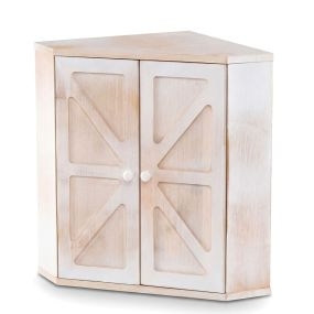 Caja de Pan Esquinera de Bambú Doble Capa con Estante Ajustable Gran Capacidad Estilo Rústico para Encimera de Cocina Blanco